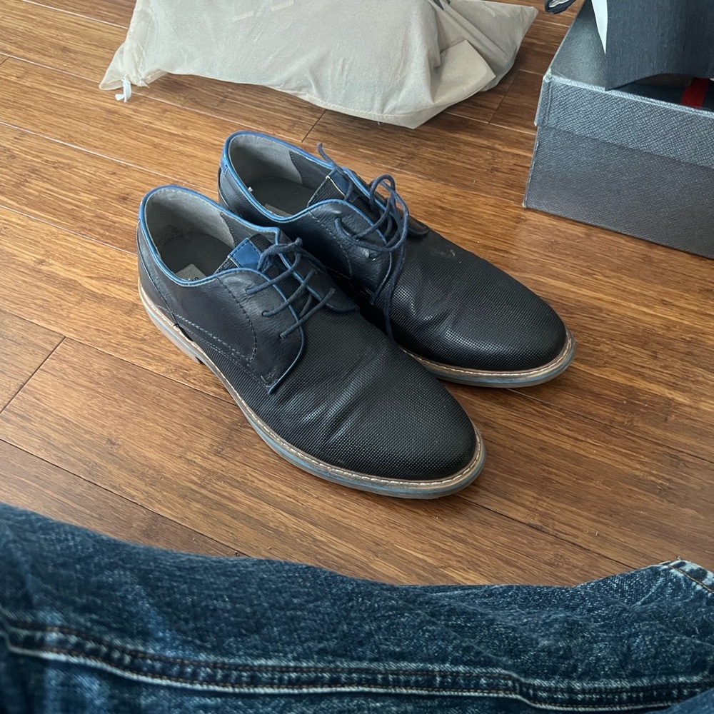 Men's Blue Leather Dress Shoes